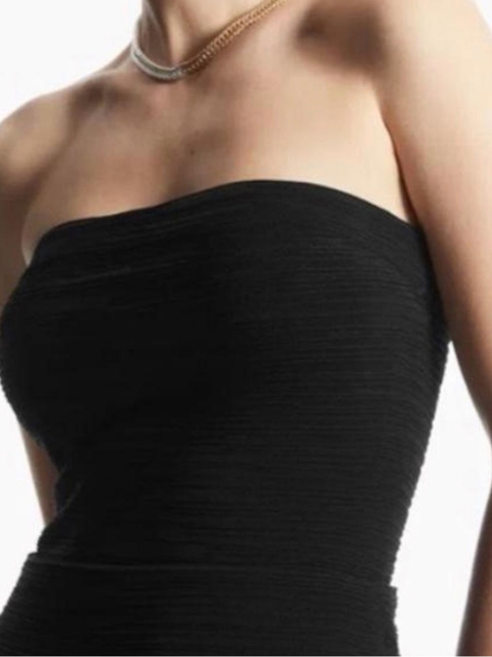 COS TEXTURED BANDEAU TOP S BLACK